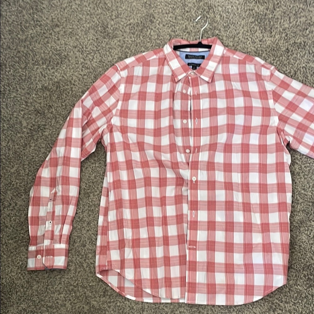 Tommy Hilfiger Red and White Casual Button Down Shirt